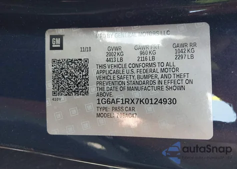 2019 Cadillac Ats Luxury from USA, damaged, VIN 1G6AF1RX7K0124930